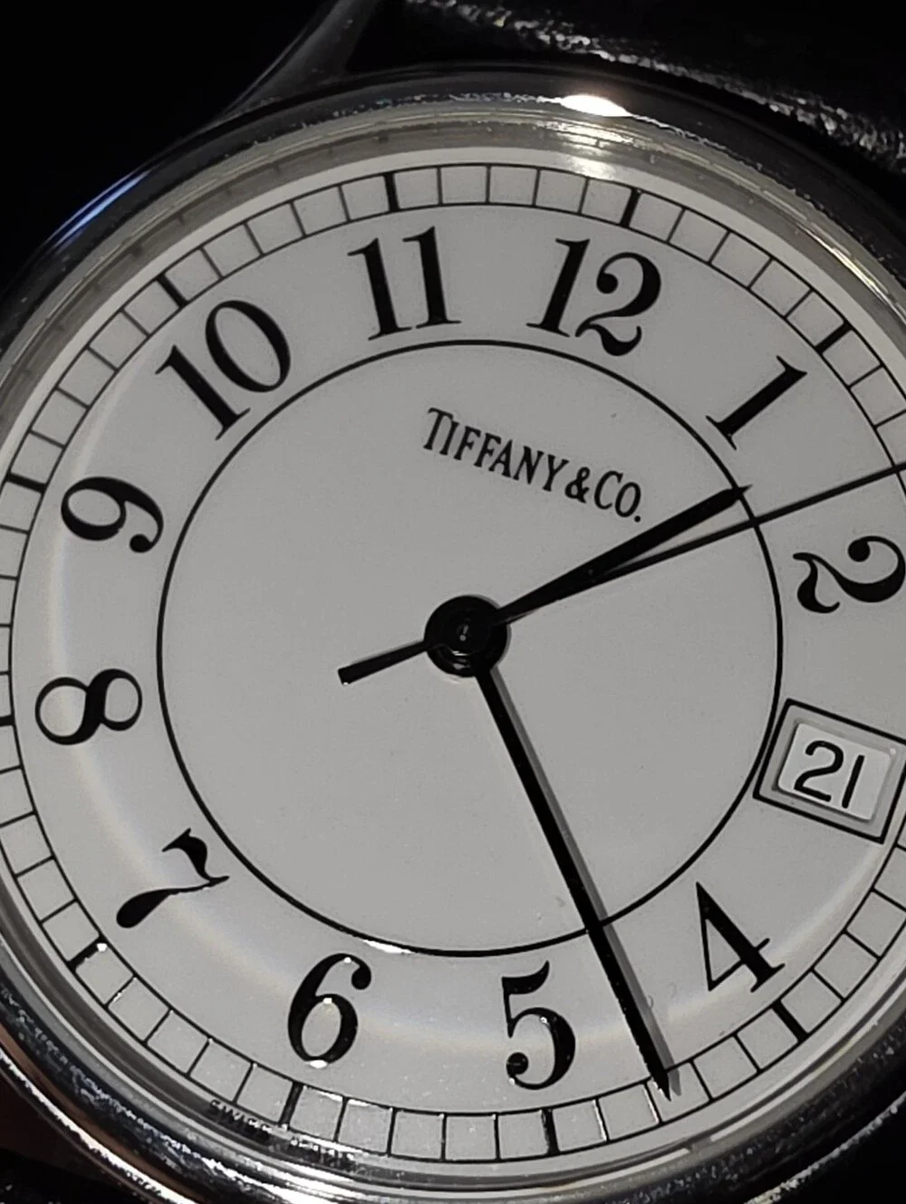 VTG Tiffany & Co. Portfolio Classic 7J 33mm Watch Original Band Engraved Runs